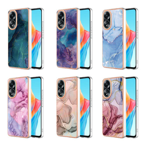 OPPO A58 4G (CPH2577) - TPU Electroplated Marble Pattern Stylish Phone Case