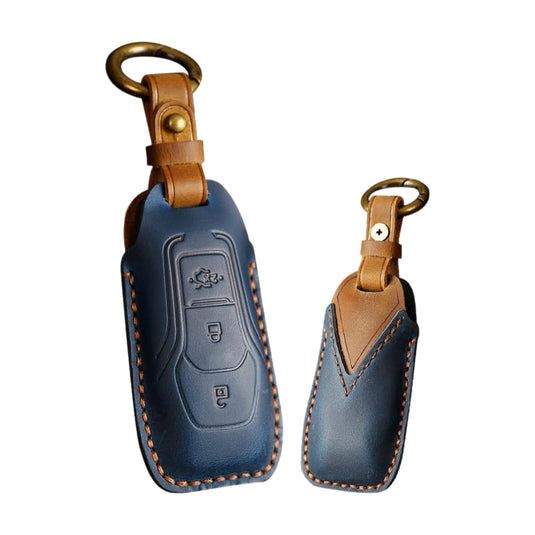 Ford Handcrafted Genuine Leather Car Key Protective Case For Edge, Mondeo, Ka, Fiesta, Focus, Galaxy, Mustang, Kuga