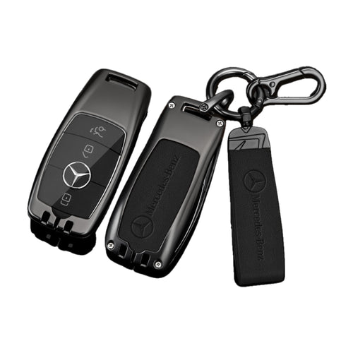 Mercedes Benz Alloy + Leather Protection Car Key Case For Benz A, B, C, E, S, G-Class, GLA, GLB, GLC, GLE, GLS, CLA, CLS, EQC