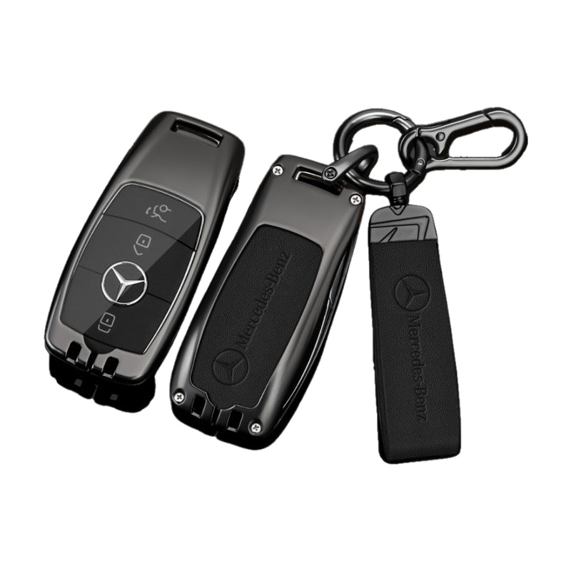 Load image into Gallery viewer, Mercedes Benz Alloy + Leather Protection Car Key Case For Benz A, B, C, E, S, G-Class, GLA, GLB, GLC, GLE, GLS, CLA, CLS, EQC
