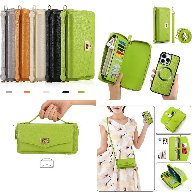 Load image into Gallery viewer, [With Shoulder Strap] [Magsafe Compatible] Apple iPhone 12/Pro/Max - Crossbody Wallet Style Shockproof Phone Case
