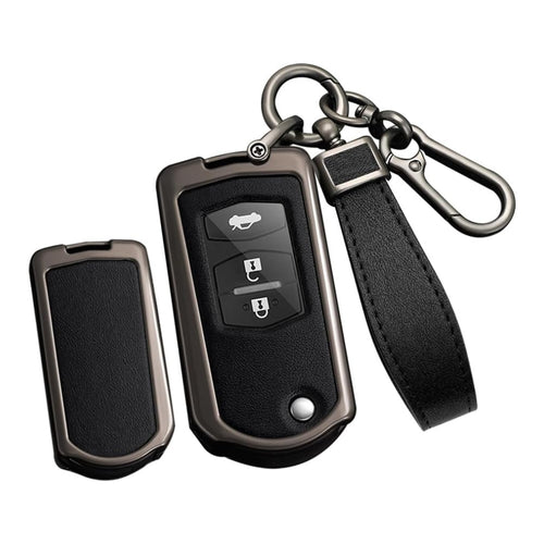 Mazda Zinc Alloy Leather Folding Key Case For Mazda 2, 3, 5, 6, CX-5, CX-7, CX-9, RX-8, MX-5