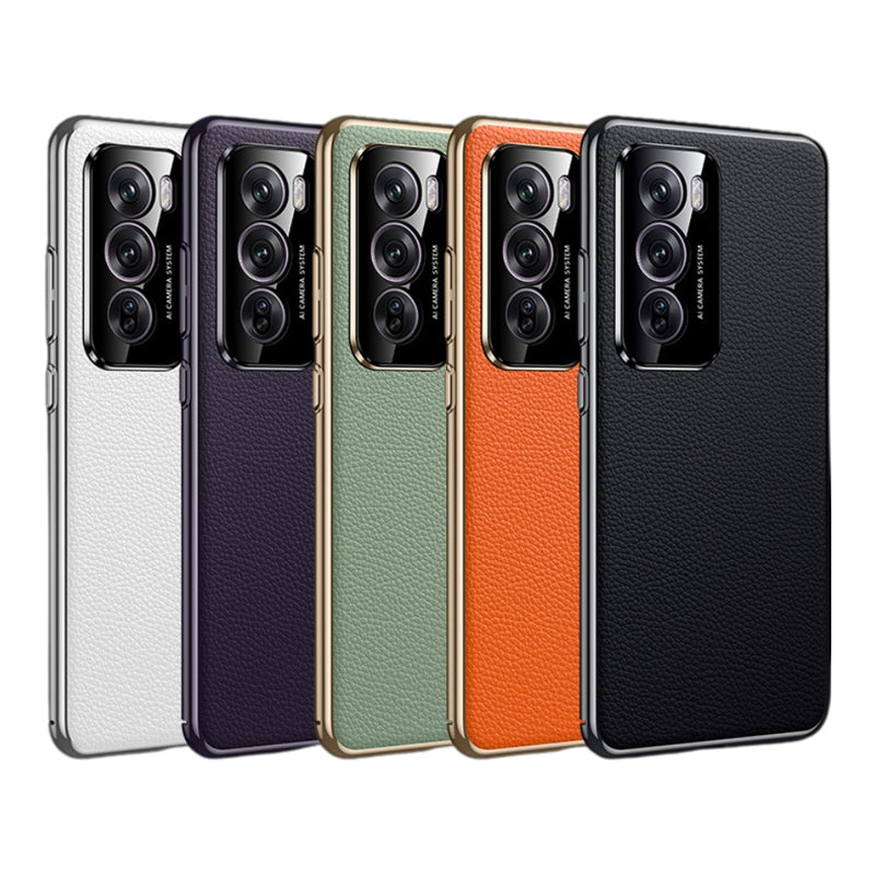 Load image into Gallery viewer, OPPO Reno12/Pro - Electroplated Full Cover Genuine Leather Business Phone Case
