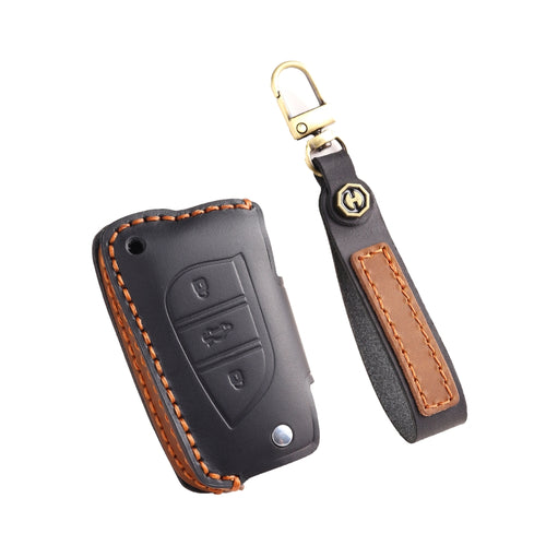 Toyota Handcrafted Genuine Leather Folding Key Protective Case For RAV4, Avalon, Avensis, Aygo, Camry, Corolla