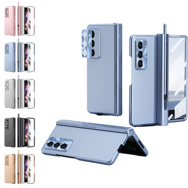 Load image into Gallery viewer, [With Pen Slot] Samsung Galaxy Z Fold 3(SM-F926) - Full Coverage Electroplated Magnetic Hinge Shockproof Protective Case
