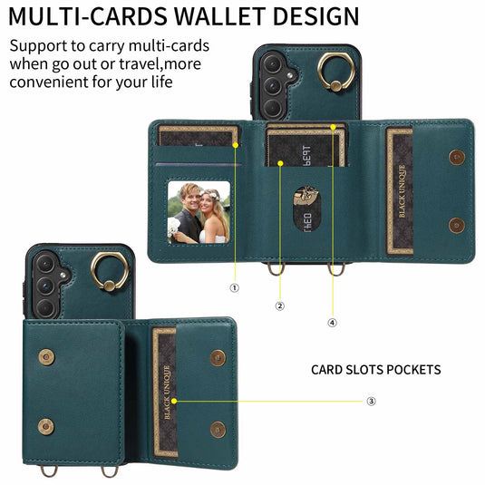 [With Ring Bracket][With Card Holder] Samsung S25/Plus/Ultra - Two-tone PU Leather Wallet Series Case