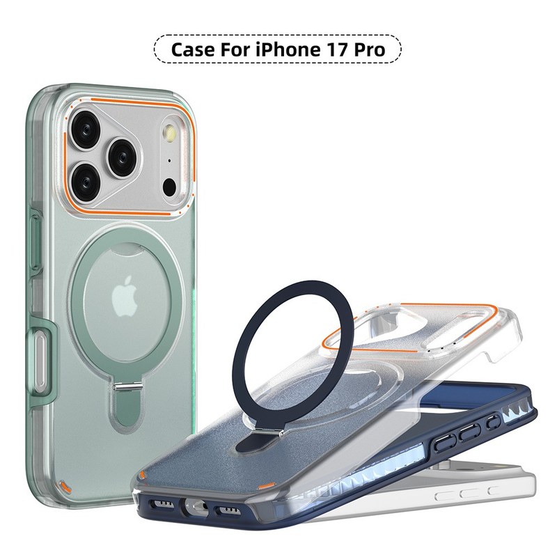 Load image into Gallery viewer, [Built-in Metal Ring Stand][Magsafe Compatible] Apple iPhone 17/Air/Pro/Pro Max Transparent Full-Body Shockproof Phone Case
