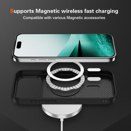 iPhone 17/Air/Pro/Pro Max Kevlar Carbon Fiber Texture Shockproof Heavy Duty Case with Hidden MagSafe Magnetic