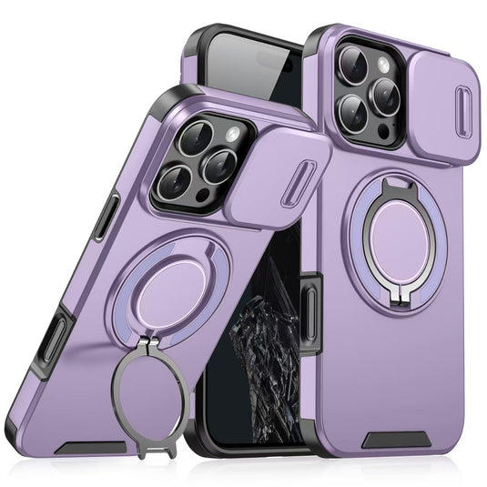 [With Slide Lens Cover][Magsafe Compatible] Apple iPhone 11/Pro/Pro Max Military-Grade Shockproof Protective Stand Series Case