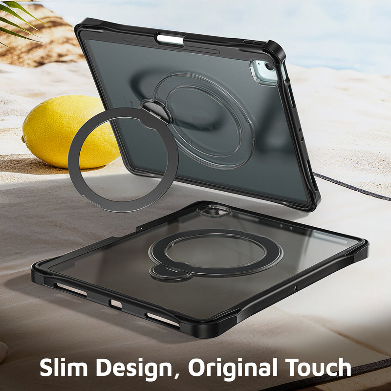 Load image into Gallery viewer, [With Pen Slot] Apple iPad Air 13-inch M2/M3/M4 (2024/2025/2026) 360° Rotating Stand Frosted Hard Acrylic Shockproof Cover Case
