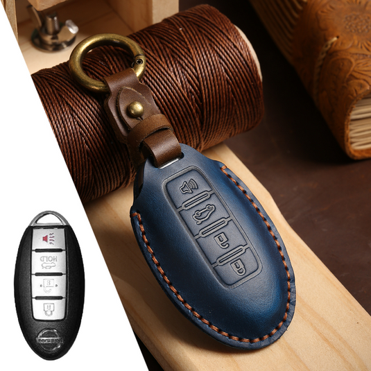 Nissan Handcrafted Genuine Leather Car Key Fob Case Cover For Pathfinder, Murano, Micra, Altima, Sentra,  Note, Juke, Armada, Qashqai