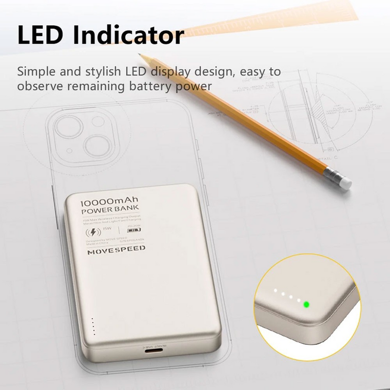 Load image into Gallery viewer, MOVE SPEED S10 Ultra-thin Titanium Magnetic Power Bank 10000mAh PD20W (YSPBS10)
