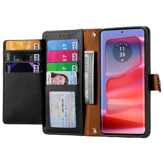 [With Lanyard][With Card Slot] Motorola Moto Edge 40/Neo/Pro Leather Zipper Shockproof Wallet Series Case