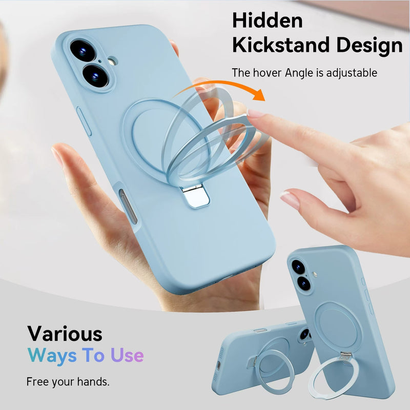 Load image into Gallery viewer, [Built-in Stand] Apple iPhone 14/Plus/Pro/Pro Max Solid Color Liquid Silicone Full-Protection Essentials Series Case
