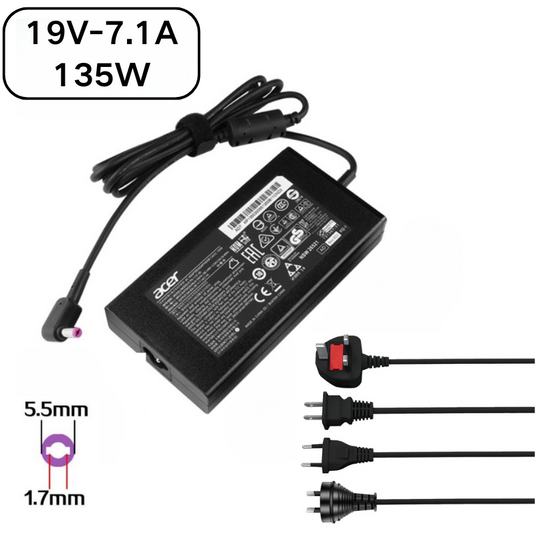 [19V-7.1A/135W][5.5x1.7] Acer Nitro 5 AN515-51 N19C5 & Aspire VN7-591 AC Power Supply Adapter Charger
