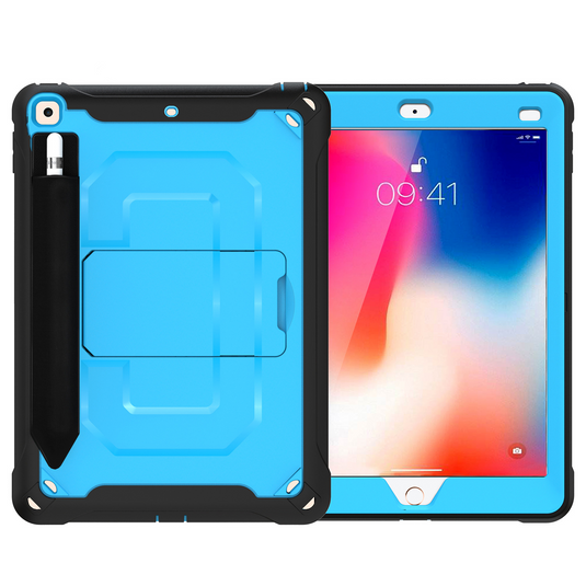 [Built-in Stand][With Pen Slot] Apple iPad 5/6 9.7'' 5/6th Gen (2017/2018) EVA Kid Friendly Heavy Duty Ring Holder Stand Case