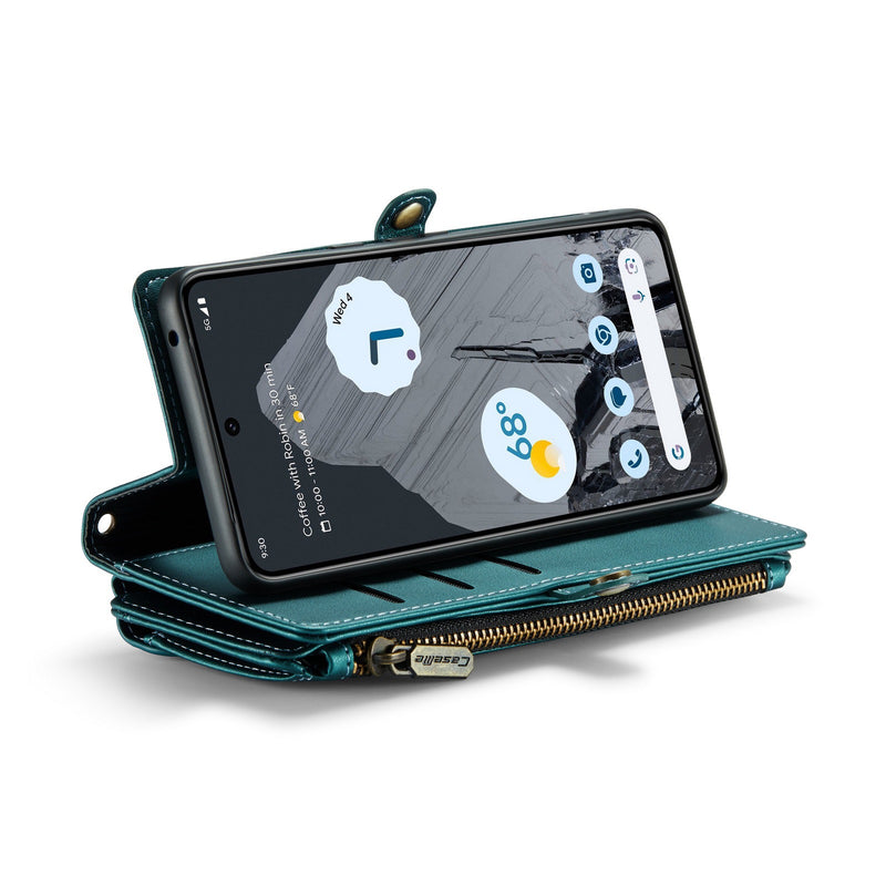 Load image into Gallery viewer, [Magsafe Compatible] Google Pixel 8/Pro - Zipper Style Crossbody PU Leather Wallet Series Stand Case With Lanyard
