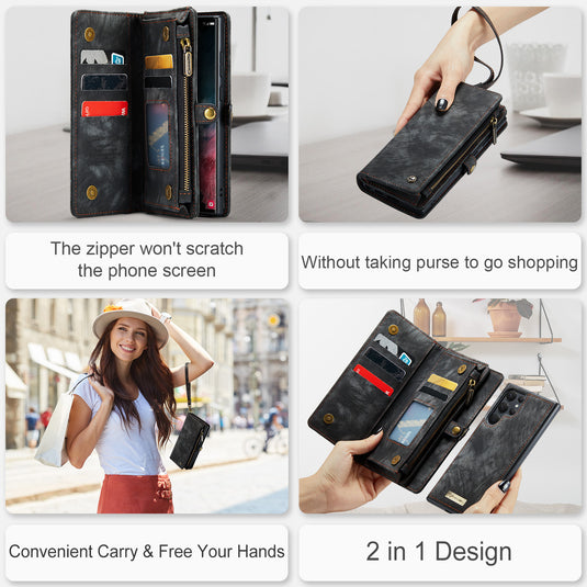 [With Card Slot] Samsung Galaxy S24/Ultra/Plus Multifunctional Leather Shockproof Flip Wallet Series Case