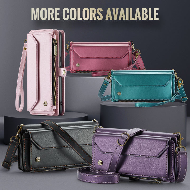 Load image into Gallery viewer, [Magsafe Compatible] Google Pixel 8/Pro - Zipper Style Crossbody PU Leather Wallet Series Stand Case With Lanyard

