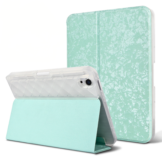 [Built-in Pen Slot] Apple iPad Mini 6/7 8.3'' 6/7th Gen (2021/2024) Shell Pattern Leather Transparent Protective Case