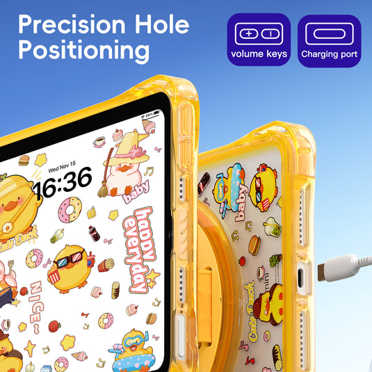 [Built-in Pen Slot][With Shoulder Strap] Apple iPad Mini 6/7 8.3'' 6/7th Gen (2021/2024) Cartoon Kids Transparent Anti-Drop Protective Stand Case