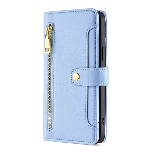 [With Card Slot] Google Pixel 4 & 4A 4G & 5G - Multi-Function Flip Leather Zipper Wallet Case With Wrist & Shoulder Strap