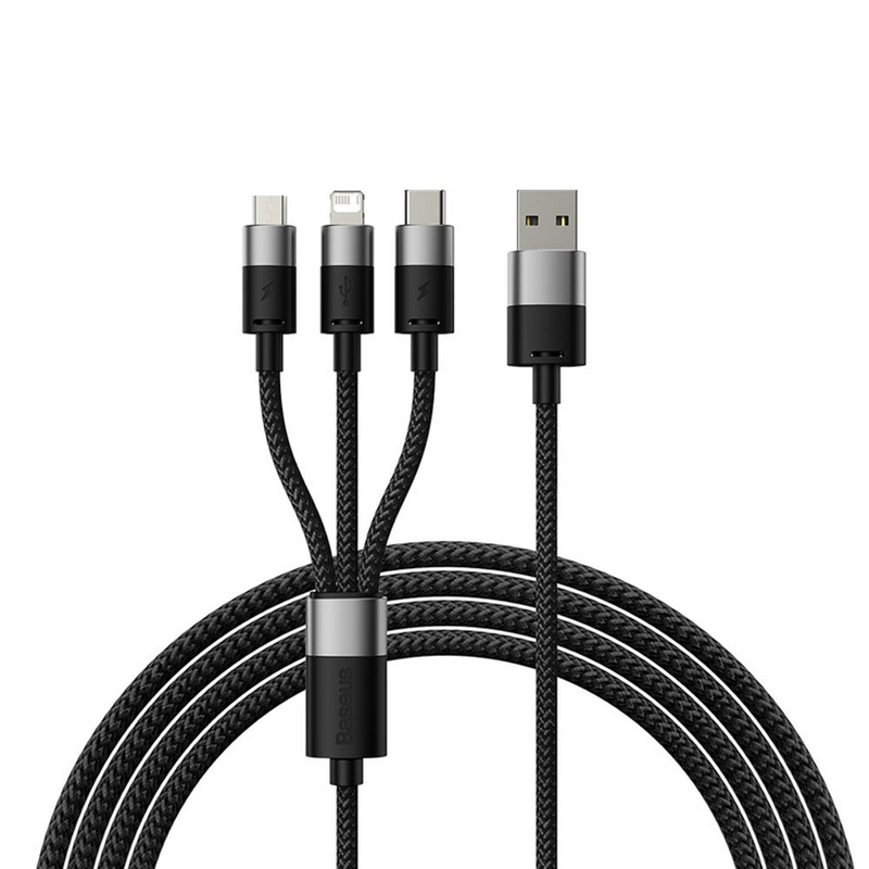 Load image into Gallery viewer, Baseus StarSpeed 1-for-3 Fast Charging Data Cable USB to M+L+C 3.5A 1.2m
