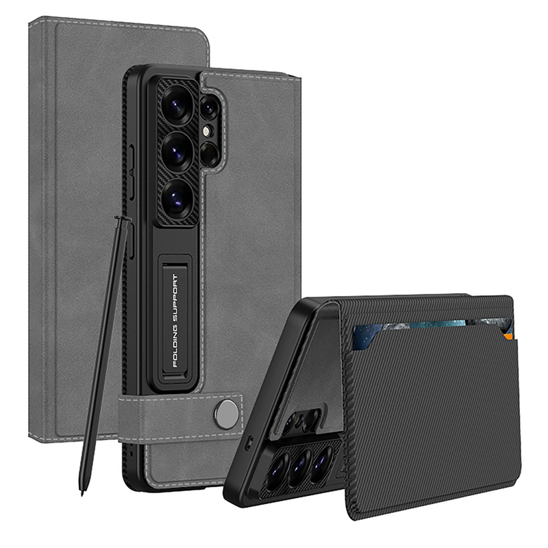 Load image into Gallery viewer, [With Card Slot] Samsung Galaxy S26 Ultra - Business Style Matte Leather Flip Magnetic Clasp Wallet Case
