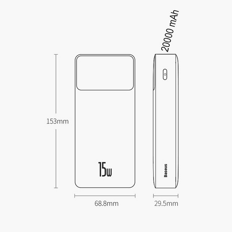 Load image into Gallery viewer, Baseus Bipow Digital Display Power Bank 20000mAh 15W (Overseas Edition) PPBD050101-Black

