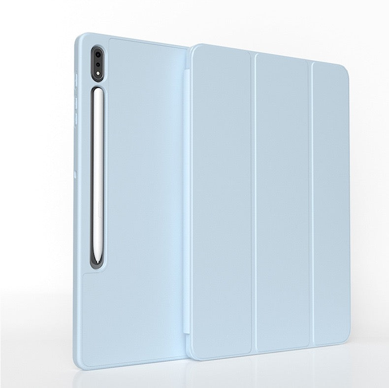 Load image into Gallery viewer, [With Pen Slot] Samsung Galaxy Tab S9 Plus &amp; S9 FE Plus (2023) 12.4&quot; - Solid Color Multi-angle TPU Flip Cover Case
