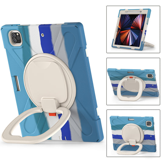 [With Shoulder Strap] Apple iPad Pro 12.9" 3rd/4th/5th/6th Gen 360 Degree Rotation Heavy Duty EVA Kid Friendly Ring Holder Stand Case