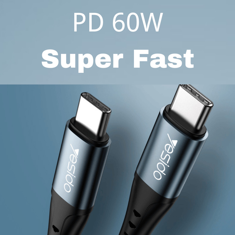 Load image into Gallery viewer, [1.2M] Yesido Heavy Duty Nylon Type-C to Type-C 60W PD Fast Charging Data Cable (CA66) - Polar Tech Australia
