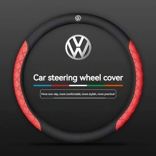 Volkswagen PU Leather Steering Wheel Cover with Heat-Pressed Embossed Texture For Volkswagen Magotan, Passat, ID.4, Lavida, Golf, CC, Teramont, Tiguan L