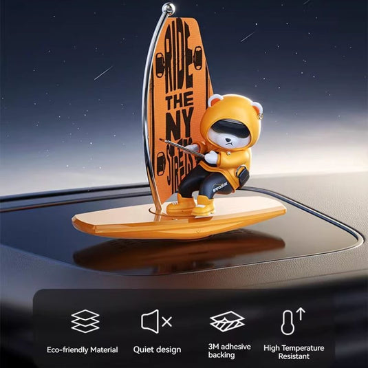 Surfing Bear Dashboard Ornament – Fun, Cute & Moves with Your Car