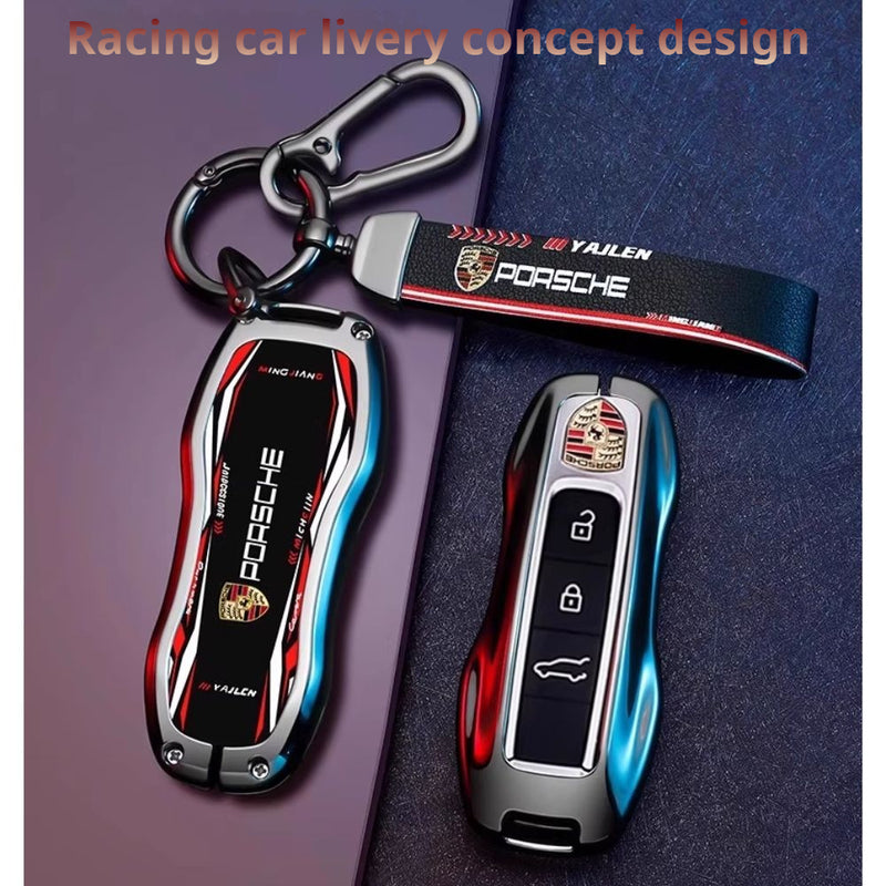 Load image into Gallery viewer, Porsche Stylish Racing-inspired Design Car Key Fob Case Cover For Cayenne, Macan, Panamera, 911, Taycan
