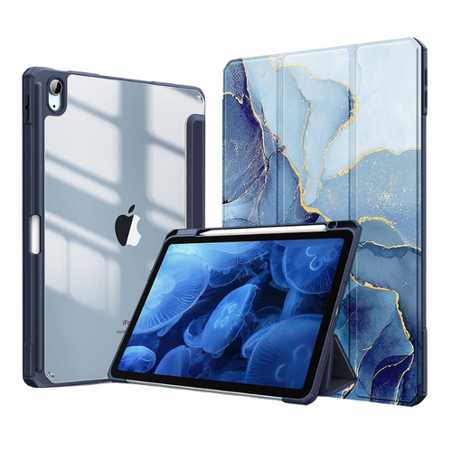 Apple iPad Pro 11-inch 5th Gen (2024) Painted Marble Transparent Acrylic Flip Case With Pen Slot