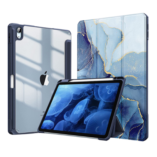 Apple iPad Mini 5 7.9'' 5th Gen (2019) Painted Marble Transparent Acrylic Flip Case With Pen Slot