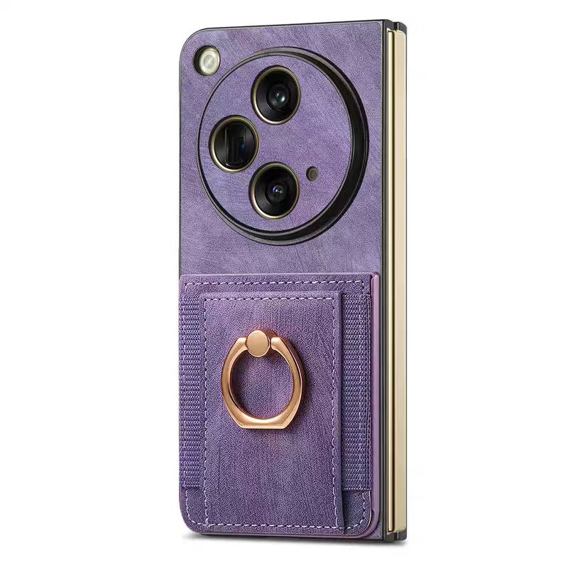 Load image into Gallery viewer, [Built-in Ring Bracket][With Card Solt] OPPO Find N2 Flip Full-coverage Leather Shockproof Wallet Series Case
