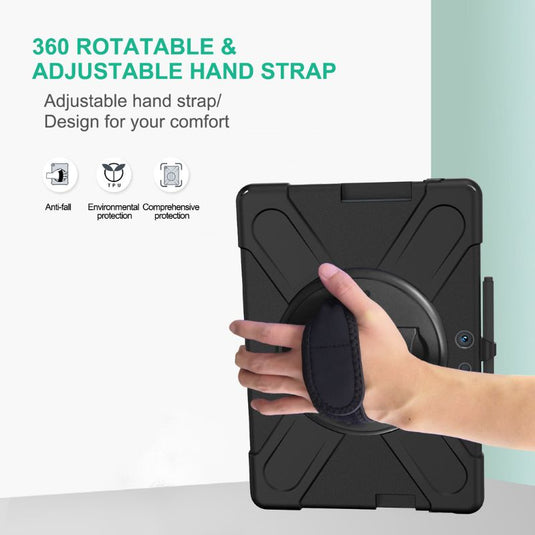 Microsoft Surface Pro 4/5/6/7/7 Plus - 360 Degree Rotate Shockproof Heavy Duty Tough Stand Case Cover With Strap & Pen Holder