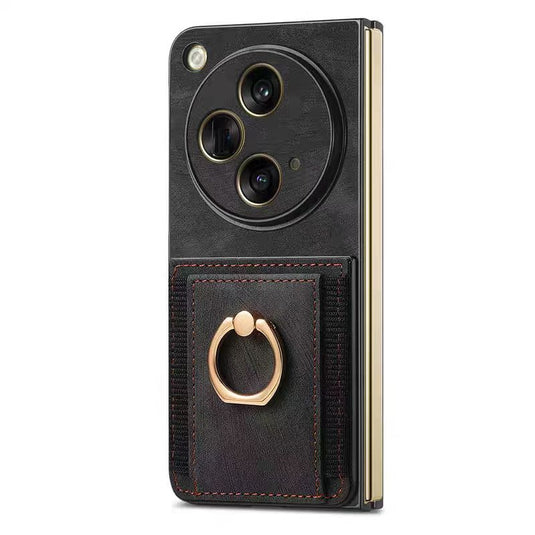 [Built-in Ring Bracket][With Card Solt] OPPO Find N2 Flip Full-coverage Leather Shockproof Wallet Series Case