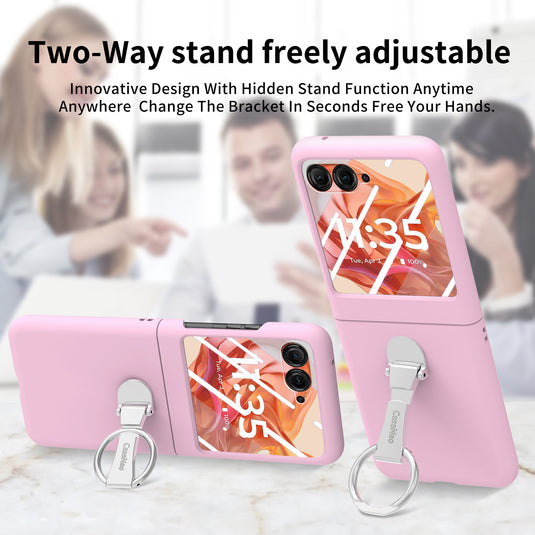 [Built-in Ring Bracket] Motorola Moto Razr 60 Minimalist Solid Color Case with Built-in Screen Protection