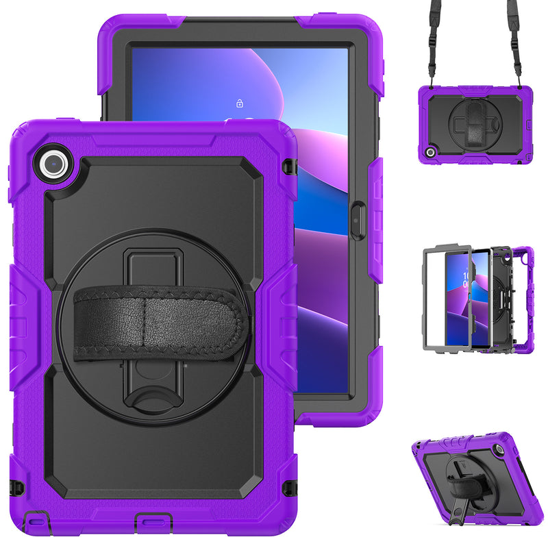 Load image into Gallery viewer, [Built-in Kickstand] Lenovo Tab 10.1&quot; 2025 (TB311FU/TB311XU) - Silicone Full Covered Heavy Duty Series Case With Adjustable Hand Strap
