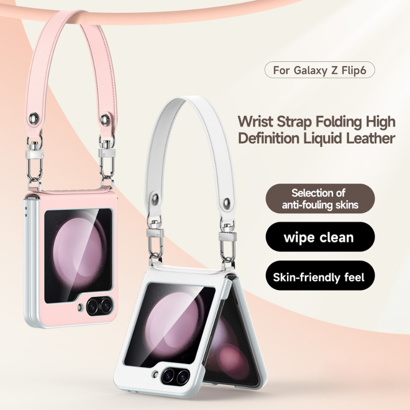 [With Lanyard] Samsung Galaxy Z Flip6 SM-F741 Folding Liquid Leather Anti-fouling Case - i-Station Mobile Phone & Electronic Device Repair and Accessories