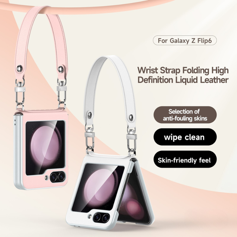 Load image into Gallery viewer, [With Lanyard] Samsung Galaxy Z Flip6 SM-F741 Folding Liquid Leather Anti-fouling Case
