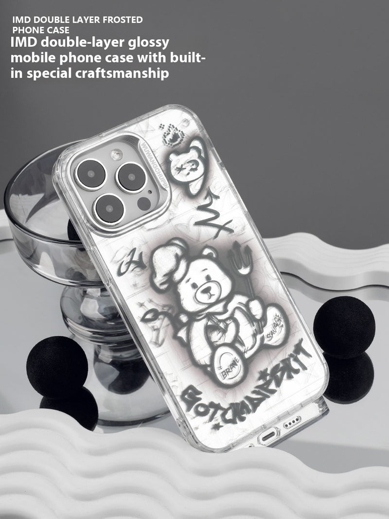 Load image into Gallery viewer, Apple iPhone 14/Pro/Pro Max Electroplated Bear Design Phone Case Shockproof Fashion Series Case
