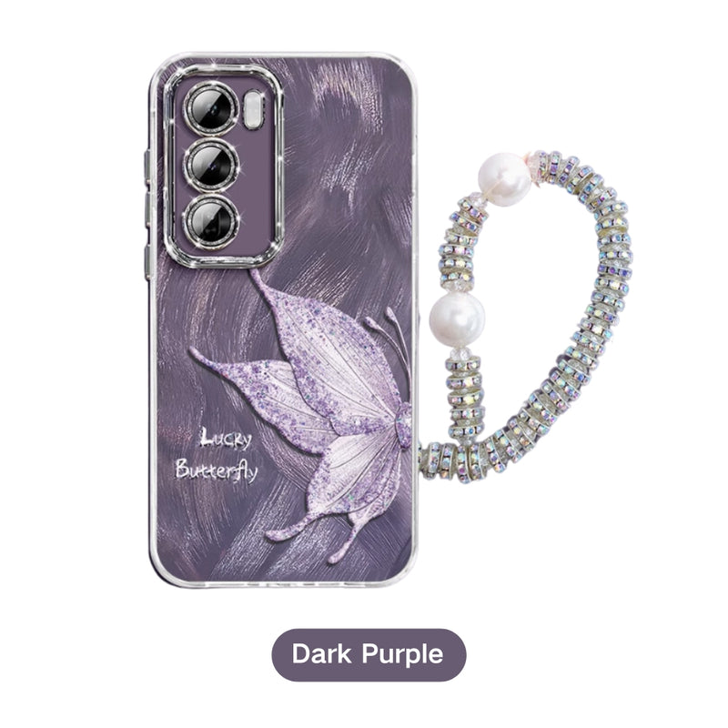 Load image into Gallery viewer, OPPO Reno 12 5G (CPH2625) - Simple Lucky Butterfly Fashion-Forward Series Case With Pearl Hanging Rope
