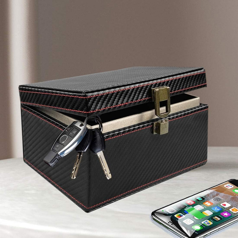 Load image into Gallery viewer, Car Key Carbon Fiber Pattern Leather Signal Blocking Box
