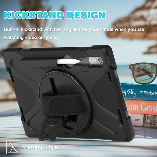 [Built-in Kickstand] Lenovo Tab M10 Gen 3 (3rd Gen) 10.1" inch 2022 (TB-328F/TB-328X) - Silicone Full Covered Heavy Duty Series Case With Adjustable Hand Strap