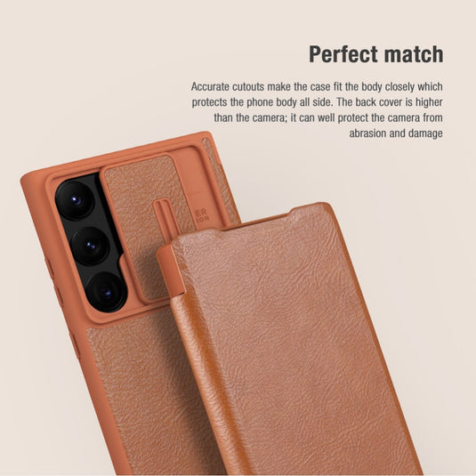 Samsung Galaxy S23/Plus/Ultra/FE - NILLKIN Qin Pro Series Sliding Camera Cover Design Leather Phone Case