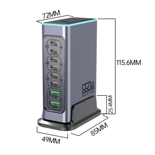 660W GaN Smart Multi-Port Charger Tower with Colorful Lights - i-Station Mobile Phone & Electronic Device Repair and Accessories